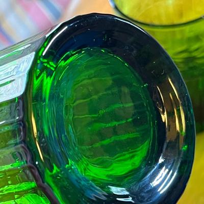 4 Tall dark green glasses