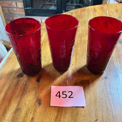 3 Ruby Glass tumblers