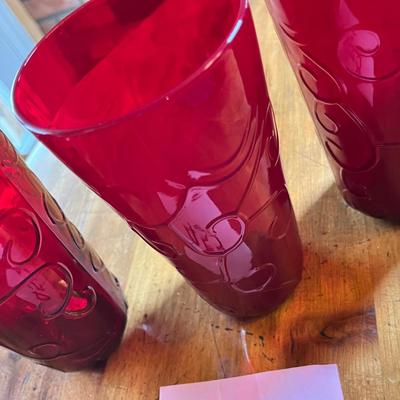 3 Ruby Glass tumblers
