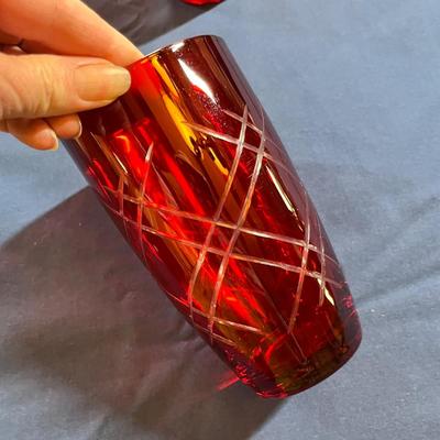 Ruby cut to clear tumblers