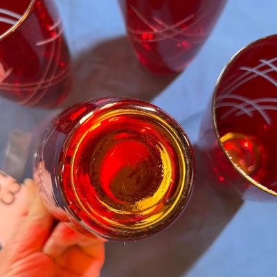 Ruby cut to clear tumblers
