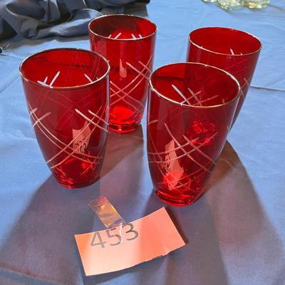 Ruby cut to clear tumblers