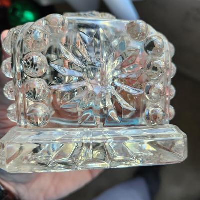 Heavy Glass Inkwell Cherub Angel Lid