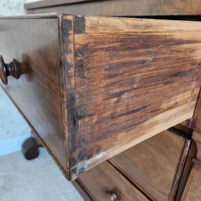 Antique American Empire 1800s Three Drawer Chest Dresser 44x20x37