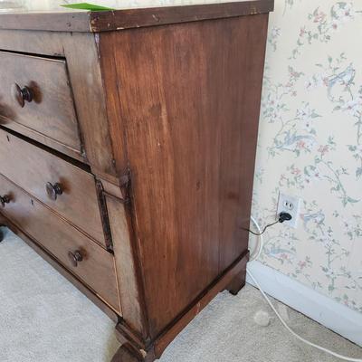 Antique American Empire 1800s Three Drawer Chest Dresser 44x20x37