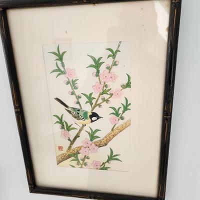 Four Framed Asian Art Birds 8.5