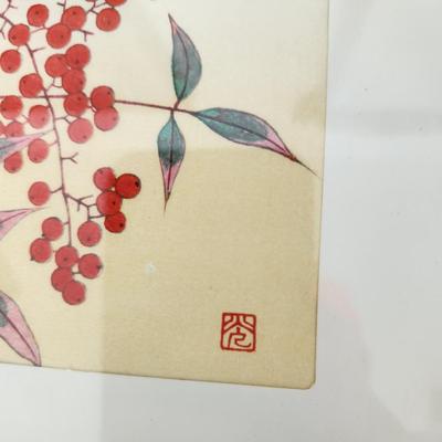 Four Framed Asian Art Birds 8.5" x11"