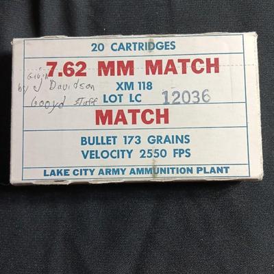 Unopened sealed - Ammunition 7.62 MM Match XM 118 20 CARTRIDGES