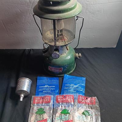 Coleman lantern Model 220 with silk mantle replacements and funnel