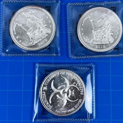 3 Troy Ounce Silver .999 Bullion 2019 Zombucks  "Grim Reaper" Currency of the Apocalypse 