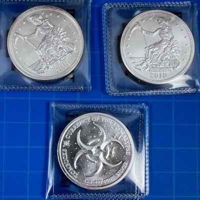 3 Troy Ounce Silver .999 Bullion 2019 Zombucks  "Grim Reaper" Currency of the Apocalypse 