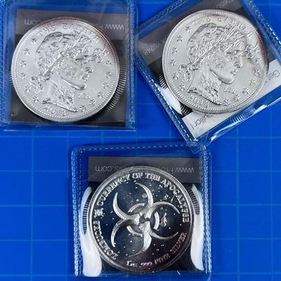 3 Troy Ounce Silver .999 Bullion 2018 Zombucks  "Liberty" Currency of the Apocalypse 