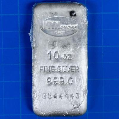 ITALpreziosi 10 Oz. Fine Silver .999 Loaf Bar Bullion