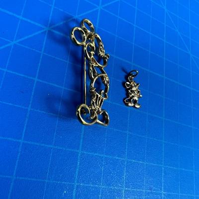 Disney Mickey Mouse Pin and Pendant (is Sterling Silver) 