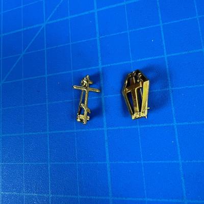 2 Gold Cross Pins 