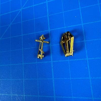 2 Gold Cross Pins 