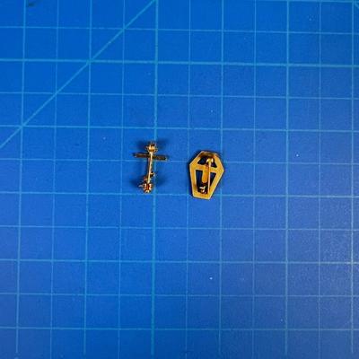 2 Gold Cross Pins 