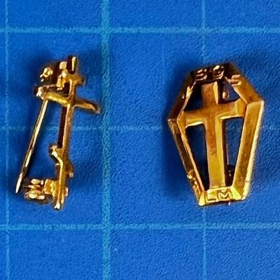 2 Gold Cross Pins 