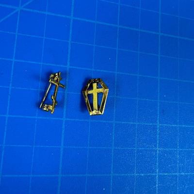 2 Gold Cross Pins 