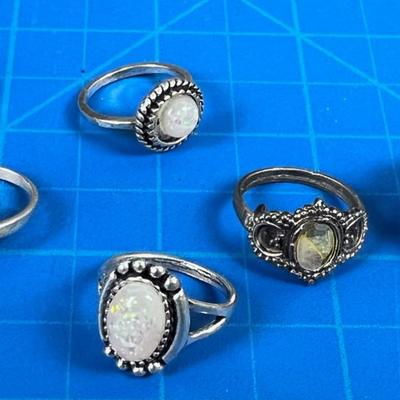(6) Silver Rings 