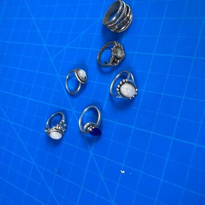 (6) Silver Rings 