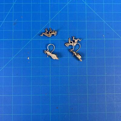 Kokopelli and Tear Drop Silver 925 Earrings, Dangle, Blue