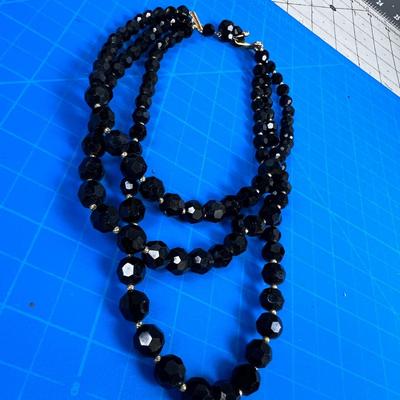 MARVELLA Black Glass Facetted Beads 