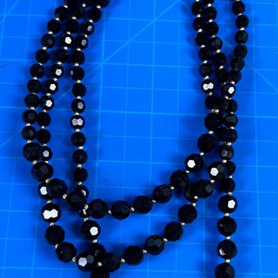 MARVELLA Black Glass Facetted Beads 