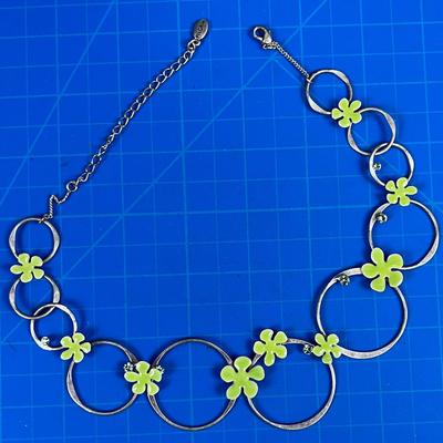 Pilgrim  Danish Design Necklace, Enamel and Silver Tone 