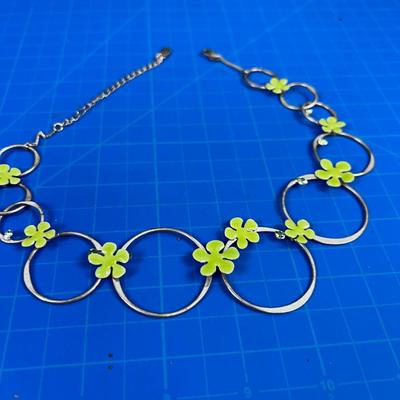 Pilgrim  Danish Design Necklace, Enamel and Silver Tone 