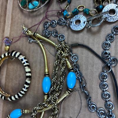 BLUE Color Tray of Costume Jewelry 