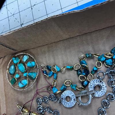 BLUE Color Tray of Costume Jewelry 