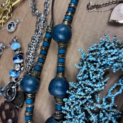BLUE Color Tray of Costume Jewelry 