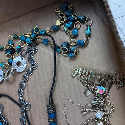 BLUE Color Tray of Costume Jewelry 
