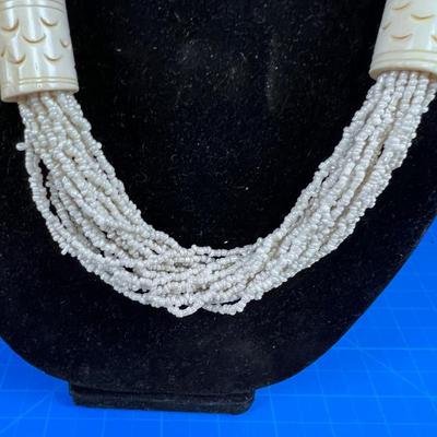 Carved Bone and Bead Necklace. Extreme! 