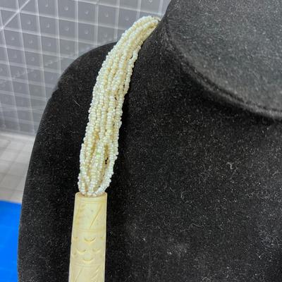 Carved Bone and Bead Necklace. Extreme! 