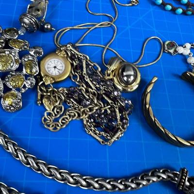 Mixed Lot of Chunky Clunky Jewelry; Bracelet, Necklace, Watch, Rosary Etc.