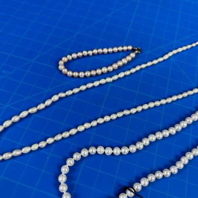 PEARLS: 2 Necklace and 1 Bracelet - All Real! 