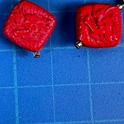 Carved CINNABAR Earrings Dragon : Itâ€™s the YEAR OF THE Dragon Too!