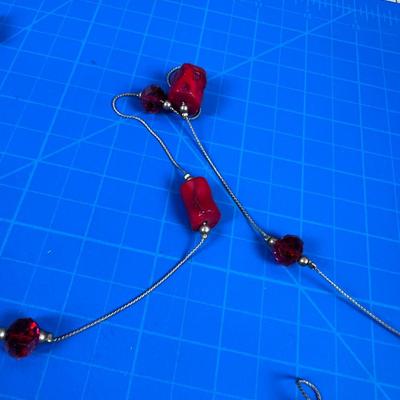 28" Silver, Coral and Glass Necklace