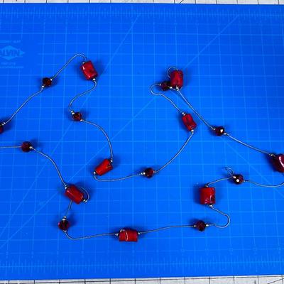 28" Silver, Coral and Glass Necklace