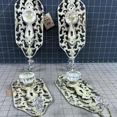 Decorative Wall Hooks, NEW - Metal & Glass  (4) 
