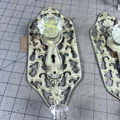 Decorative Wall Hooks, NEW - Metal & Glass  (4) 