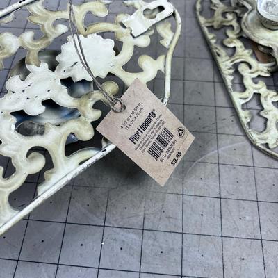 Decorative Wall Hooks, NEW - Metal & Glass  (4) 