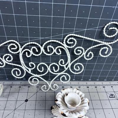 Metal DÃ©cor Plate Holders, Candle Sticks, Shabby Chic Look, NEW 