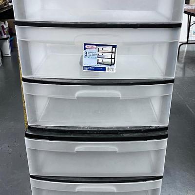 2 Sterilite Black Plastic Drawers. 