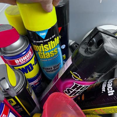 Garage Tube, Bug Spray, Glass Cleaner WD40 Etc. 