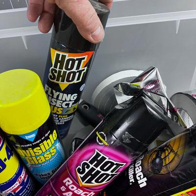 Garage Tube, Bug Spray, Glass Cleaner WD40 Etc. 