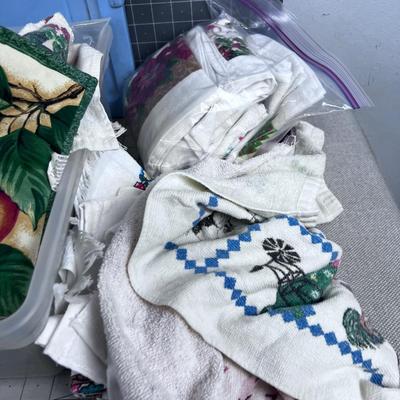 TOTE FULL OF Dish Towels and Pot Holder