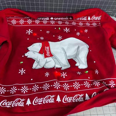 Christmas Light Up, Coke Sweat Shirt and Santa T-Shirt. 